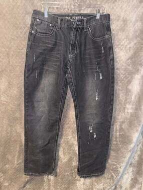 Indigo People Men's Distressed Black Denim Jeans